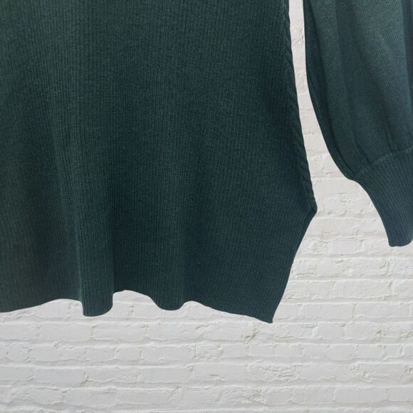 Cupio Ponderosa Green V-Neck Bishop Sleeve Sweater Soft Knit Pullover S - Picture 11 of 14